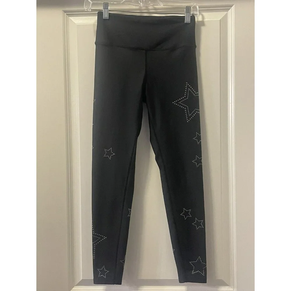 NEW SOUL by SOULCYCLE SOUL Black‎ Star Studded Leggings 7/8 Length  sz.XS
